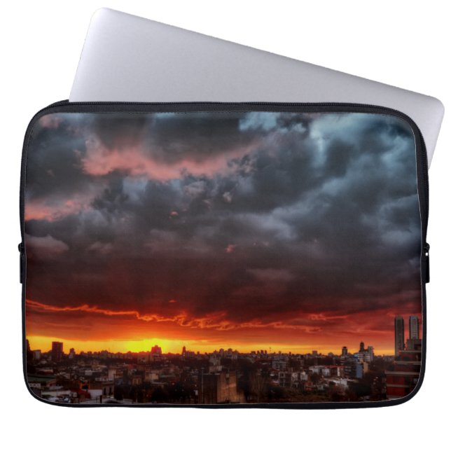 Clouds, Sunset And Red Laptop Sleeve (Front)