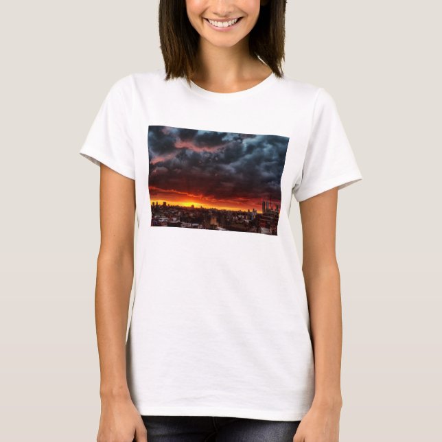 Clouds, Sunset And Red T-Shirt (Front)