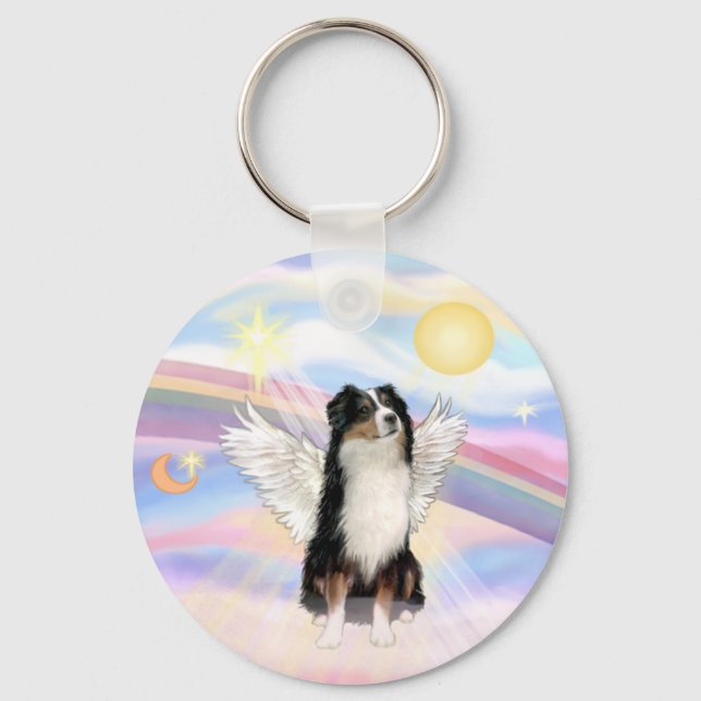 Clouds - Tri Colour Australian Shepherd Keychain (Front)