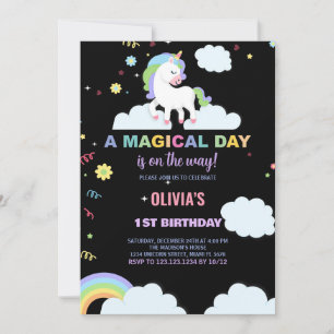 Clouds Unicorn Birthday Invitations