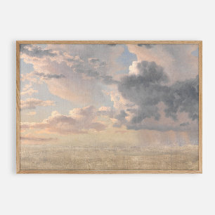 Clouds, vintage oil  poster
