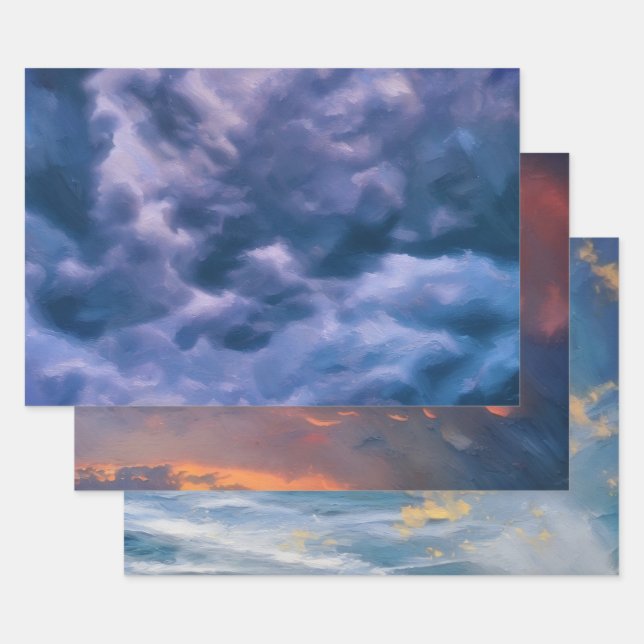 Clouds Weather Sky Art Wrapping Craft Paper (Set)