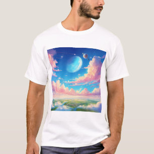 clouds white green and blue colours woow T-Shirt