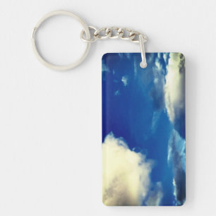 Clouds with Blue Sky Outdoor Photgraph Keychain
