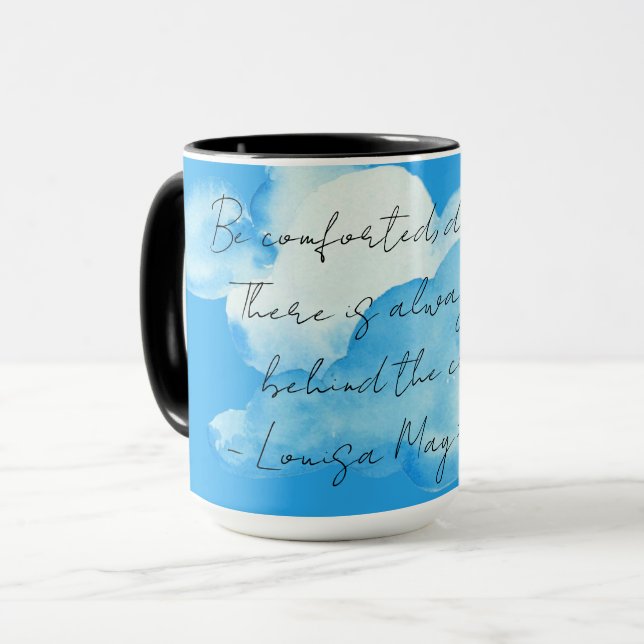 "Clouds" with Louisa May Alcott quote Coffee Mug (Front Left)