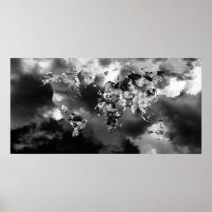 Clouds World Map Poster