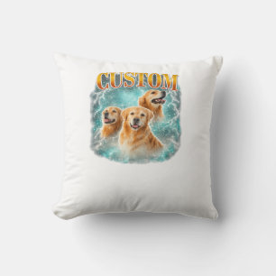 Cloudy and happy dog throw pillow