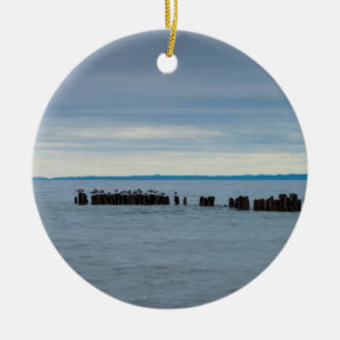 Cloudy At Whitefish Bay Ceramic Ornament
