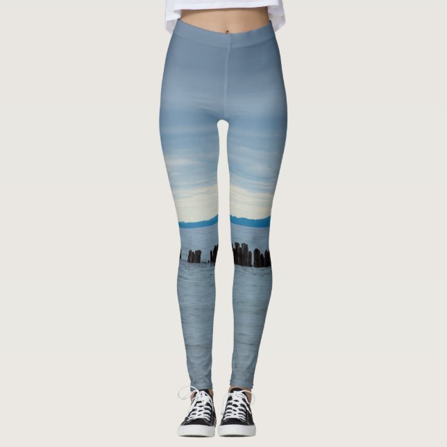 Cloudy At Whitefish Bay Leggings (Front)