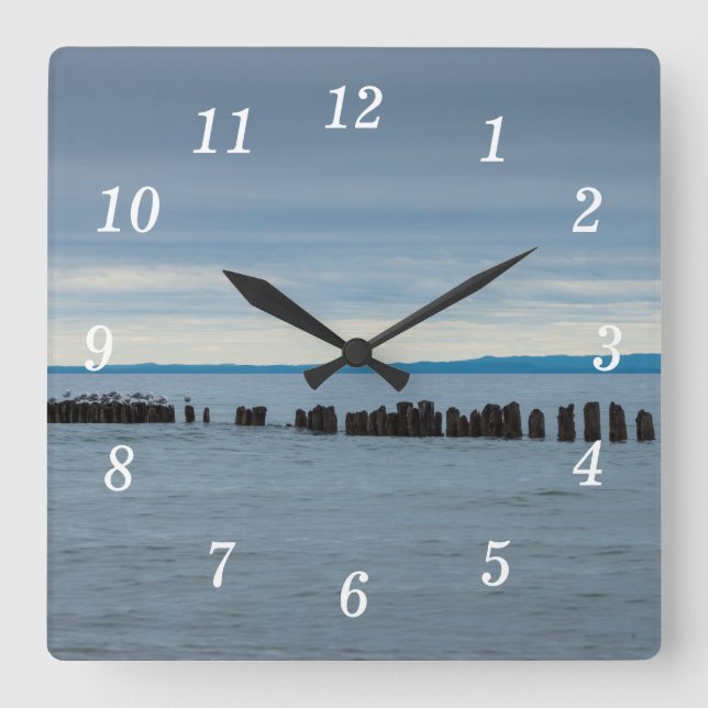 Cloudy At Whitefish Bay Wall Clock (Front)