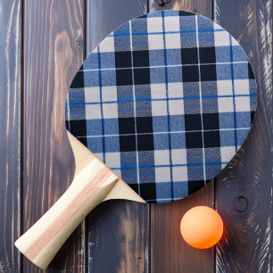Cloudy Blue Plaid Ping Pong Paddle