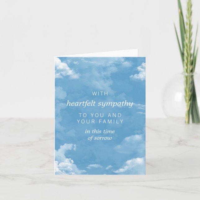Cloudy Blue Sky Condolences Card (Front)