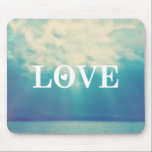 Cloudy Blue Sky Love Typography Mouse Pad<br><div class="desc">Elegant and simple love written in the sky.</div>