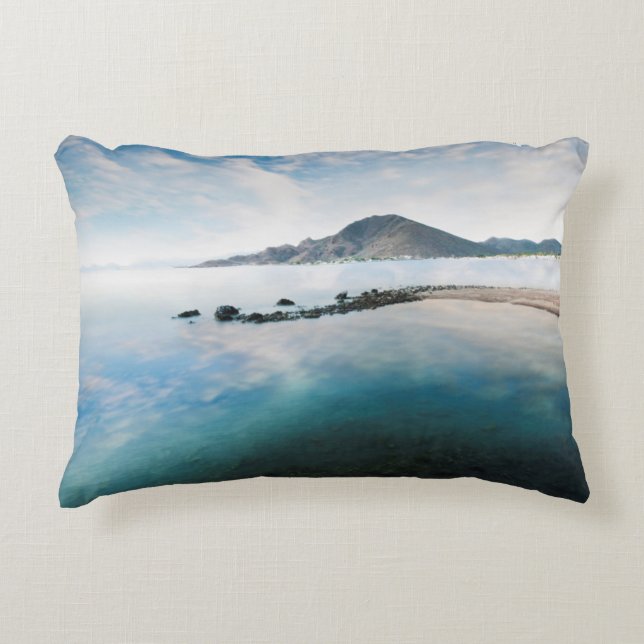 Cloudy Blue Sky Reflecting In Lake Accent Pillow (Front)