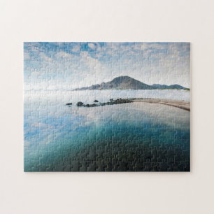 Cloudy Blue Sky Reflecting In Lake Jigsaw Puzzle