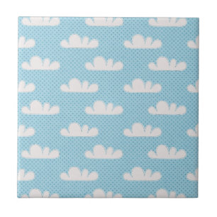 Cloudy Clouds Blue Dotty Sky Tile