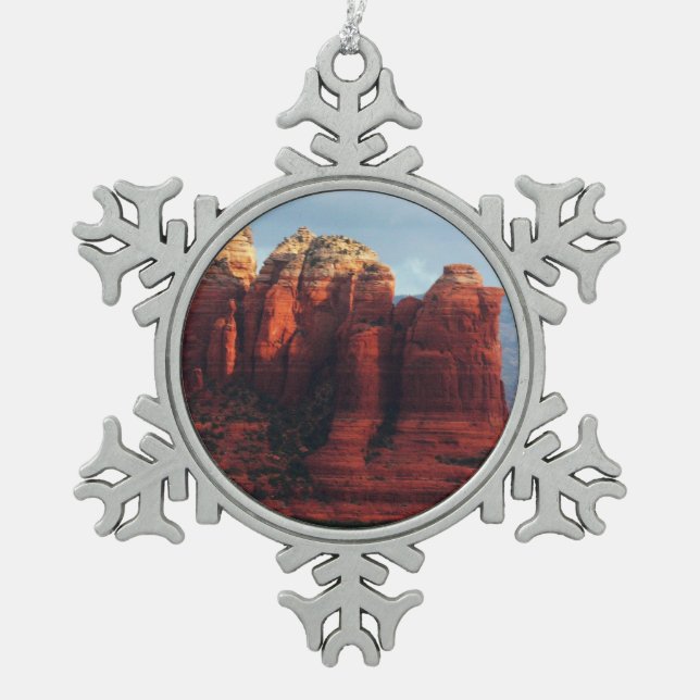 Cloudy Coffee Pot Rock in Sedona Arizona Snowflake Pewter Christmas Ornament (Front)