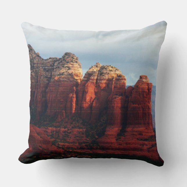 Cloudy Coffee Pot Rock in Sedona Arizona Throw Pillow (Front)