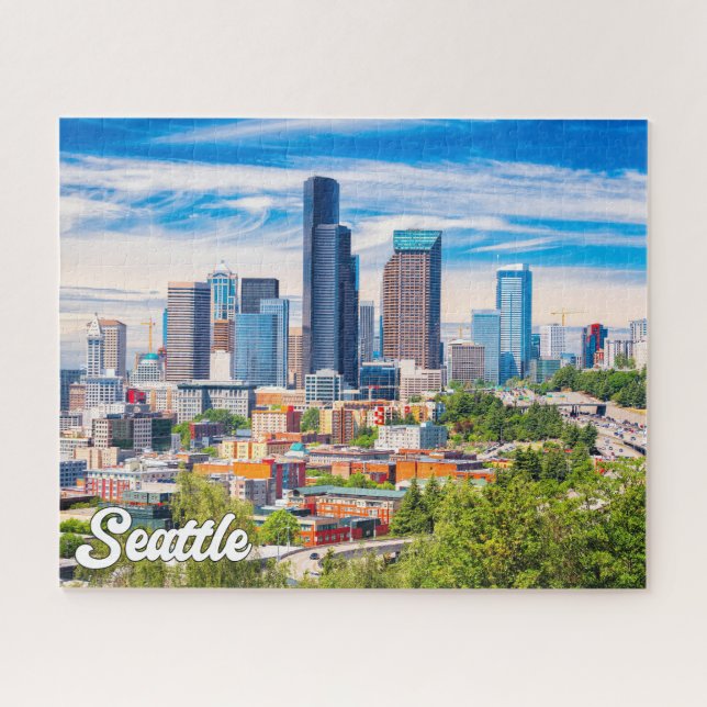 Cloudy Day In Seattle, Washington, United States Jigsaw Puzzle (Horizontal)