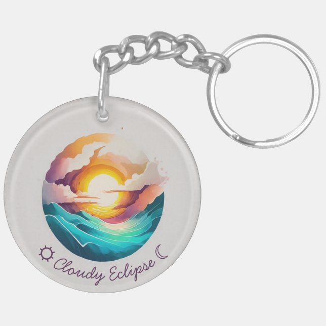 Cloudy Eclipse Acrylic Keychain (Back Right)