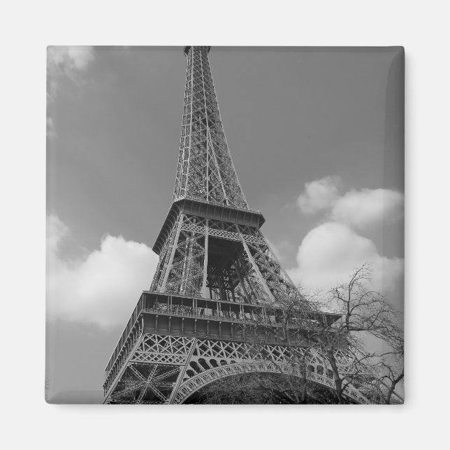 Cloudy Eiffel In Black and White, 2015 Magnet (Front)