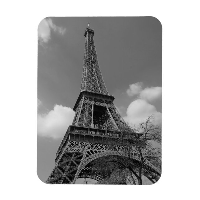 Cloudy Eiffel In Black and White, 2015 Magnet (Vertical)