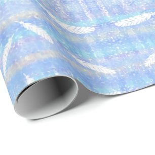 Cloudy Feathers Wrapping Paper