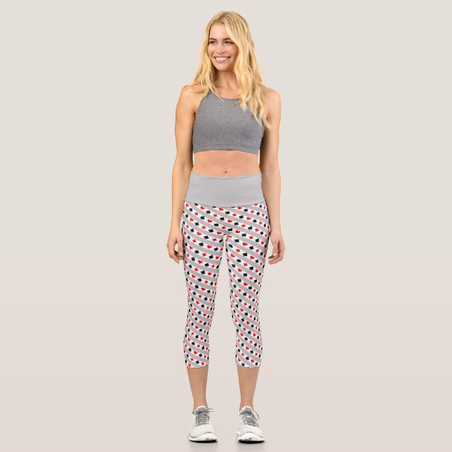 Cloudy Grey Playing Cards Pattern Print Capris (Front)