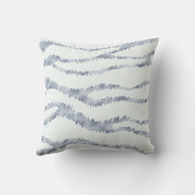 Cloudy Grey Zebra Eraser Scratch Art Throw Pillow (Back)