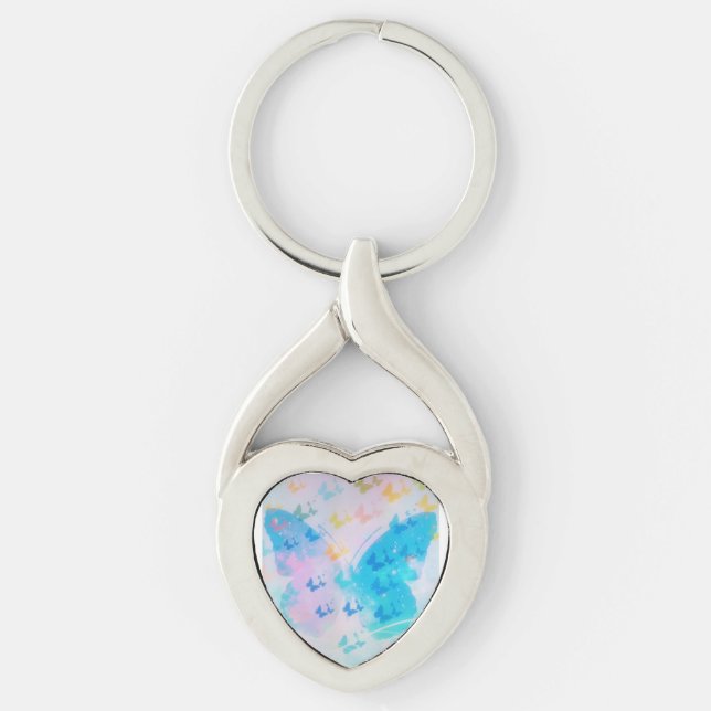 Cloudy Heart Butterfly Keychain (Front)