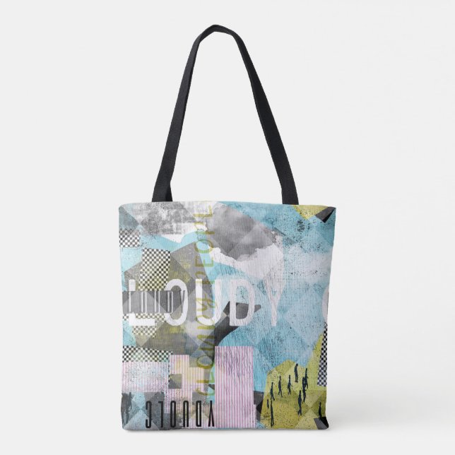 Cloudy people modern collage art  tote bag (Back)
