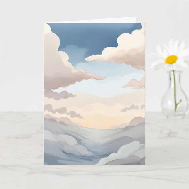 Cloudy Skies | Watercolor Sky Blue Clouds Card (Small Plant)