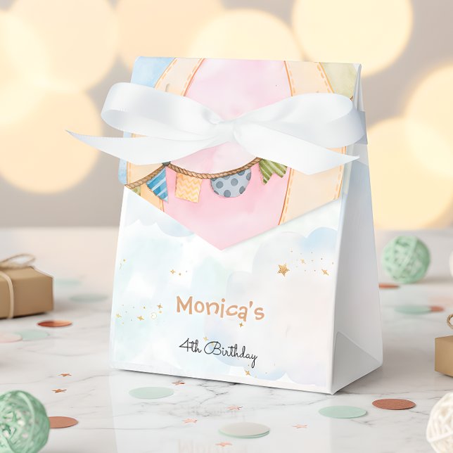 Cloudy sky hot air balloons kids birthday favor box (Creator Uploaded)