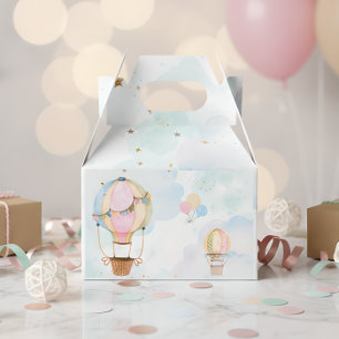 Cloudy sky hot air balloons kids birthday favor box