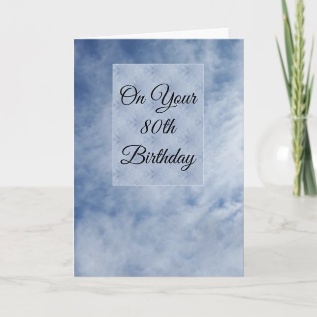 Cloudy Sky Personalised 80th Birthday Card (Front)