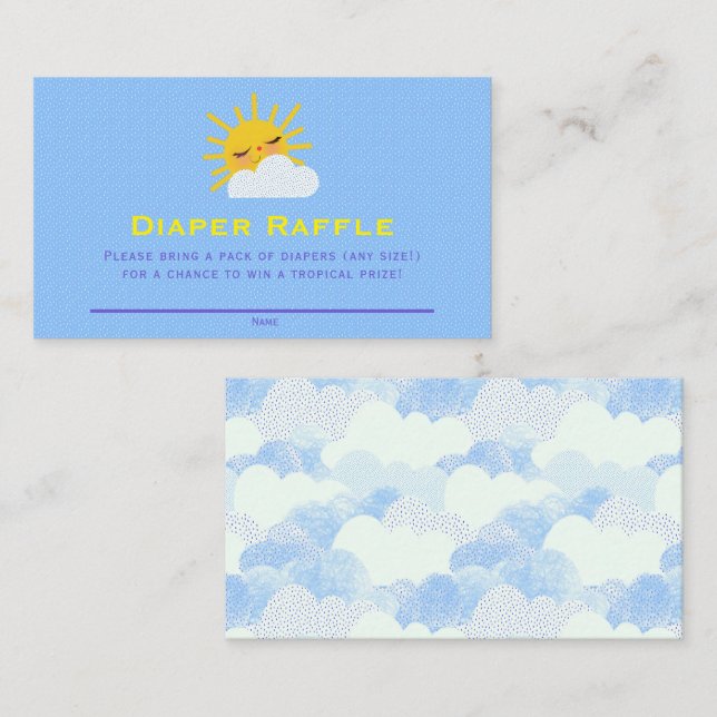 Cloudy Sunshine Baby Shower Diaper Raffle Ticket Enclosure Card (Front/Back)