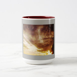 Cloudy Yellow Sunset Two-Tone Coffee Mug