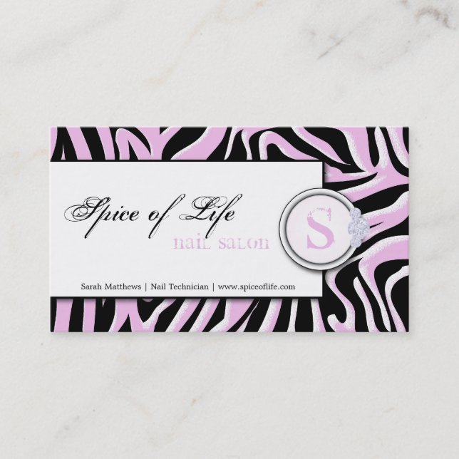 Clouez le carte de visite rose de monogramme (Devant)