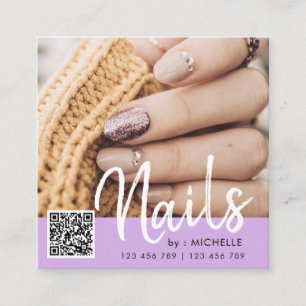 Clous de code QR violet cartes de visite photo