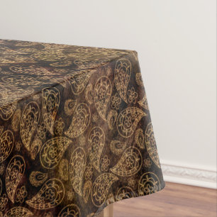 Clove and Gold Antique Paisley Pattern Tablecloth