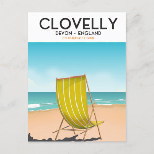 Clovelly, Devon vintage travel train poster Postcard