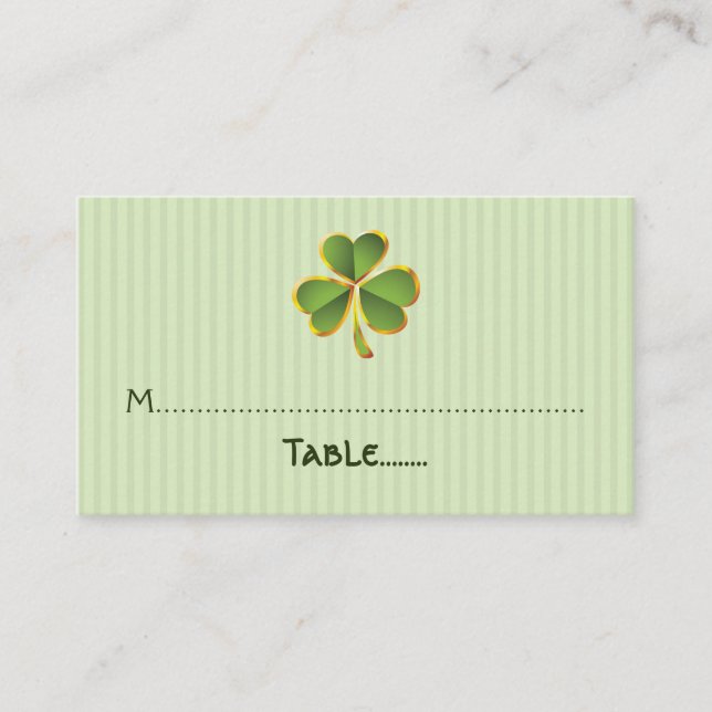 Clover and stripes wedding place card (Front)