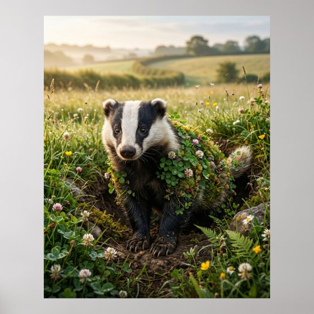 Clover Badger Meadow Luck Poster (Front)