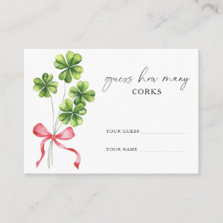 Clover Bow How many CORKS bridal game Enclosure Card