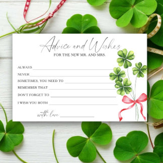 Clover Bridal Shower Advice and Wishes Stationery