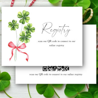 Clover Bridal shower QR code for registry  Enclosure Card