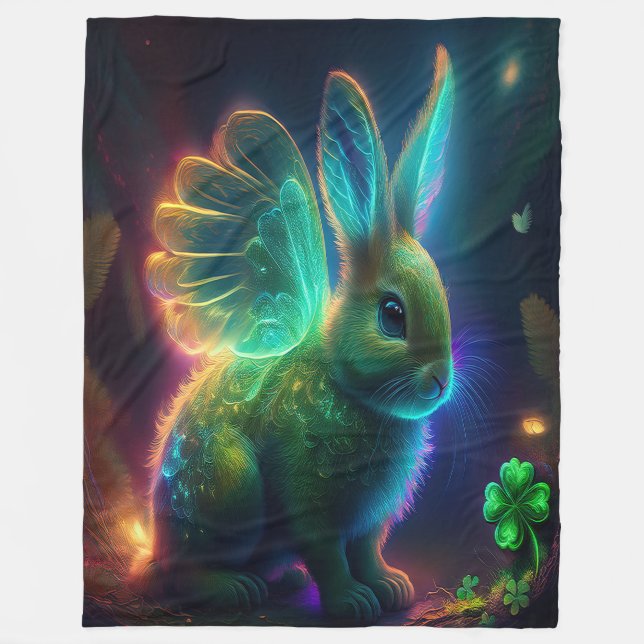 Clover Bunny Fleece Blanket (Front)