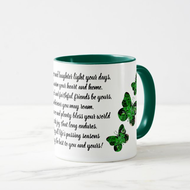 Clover Butterfly Irish Blessing Mug (Front Right)