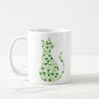 Clover Cat Silhouette - St. Patrick's Day Party Coffee Mug