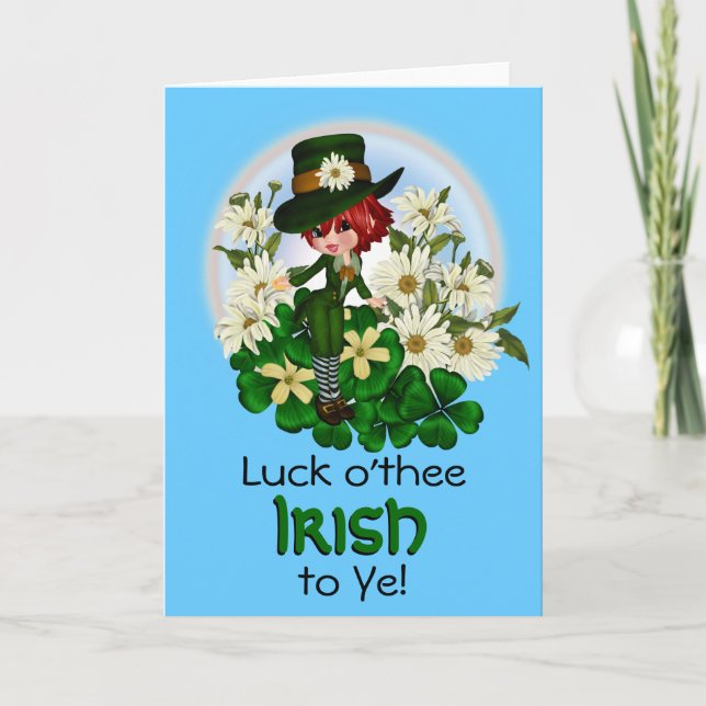 Clover Daisy Patty Leprechaun Card (Front)